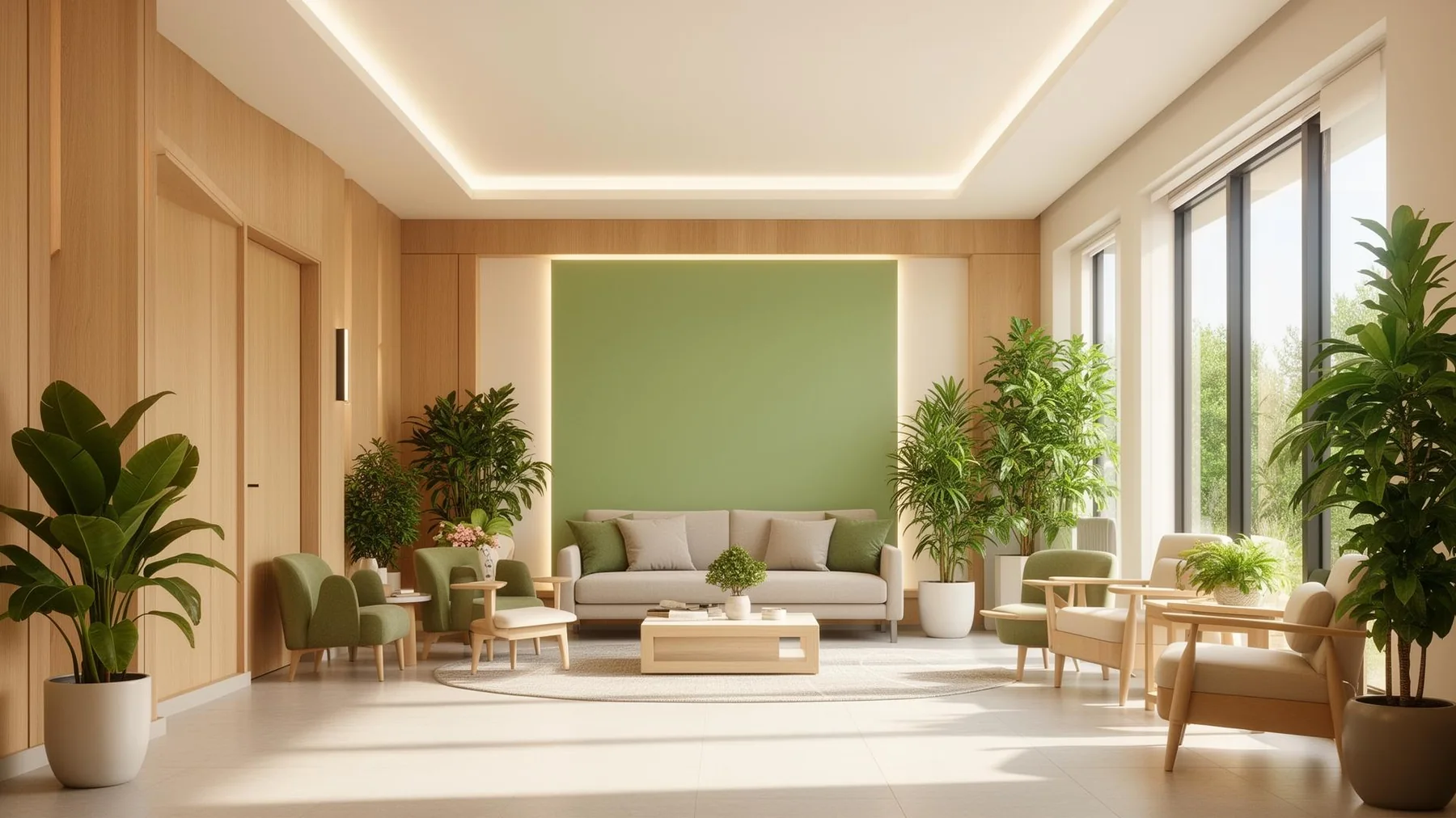 Calming reception lounge at Rehbar Rehab Center Bahawalpur
